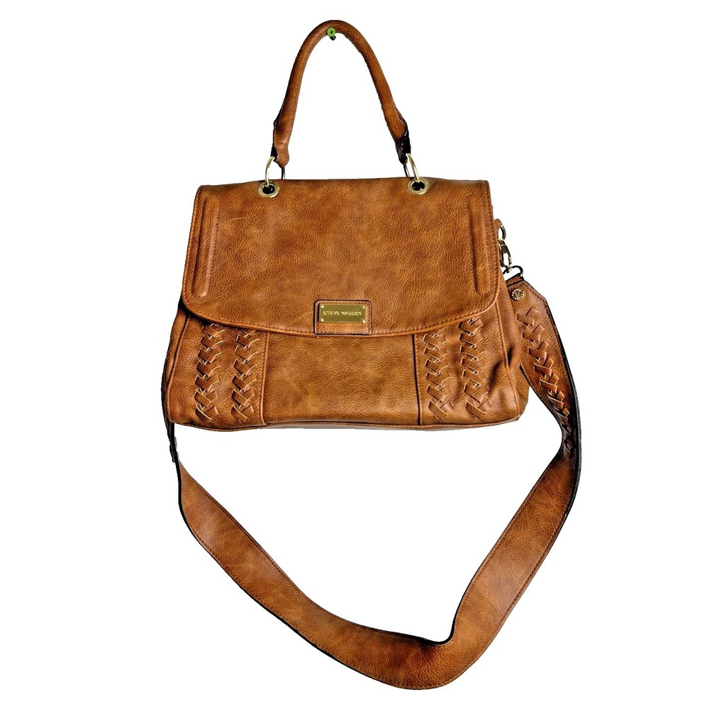 Steve Madden Handbag Vegan Leather Bag Brown Purse CrossBody + Handle Boho Hippy